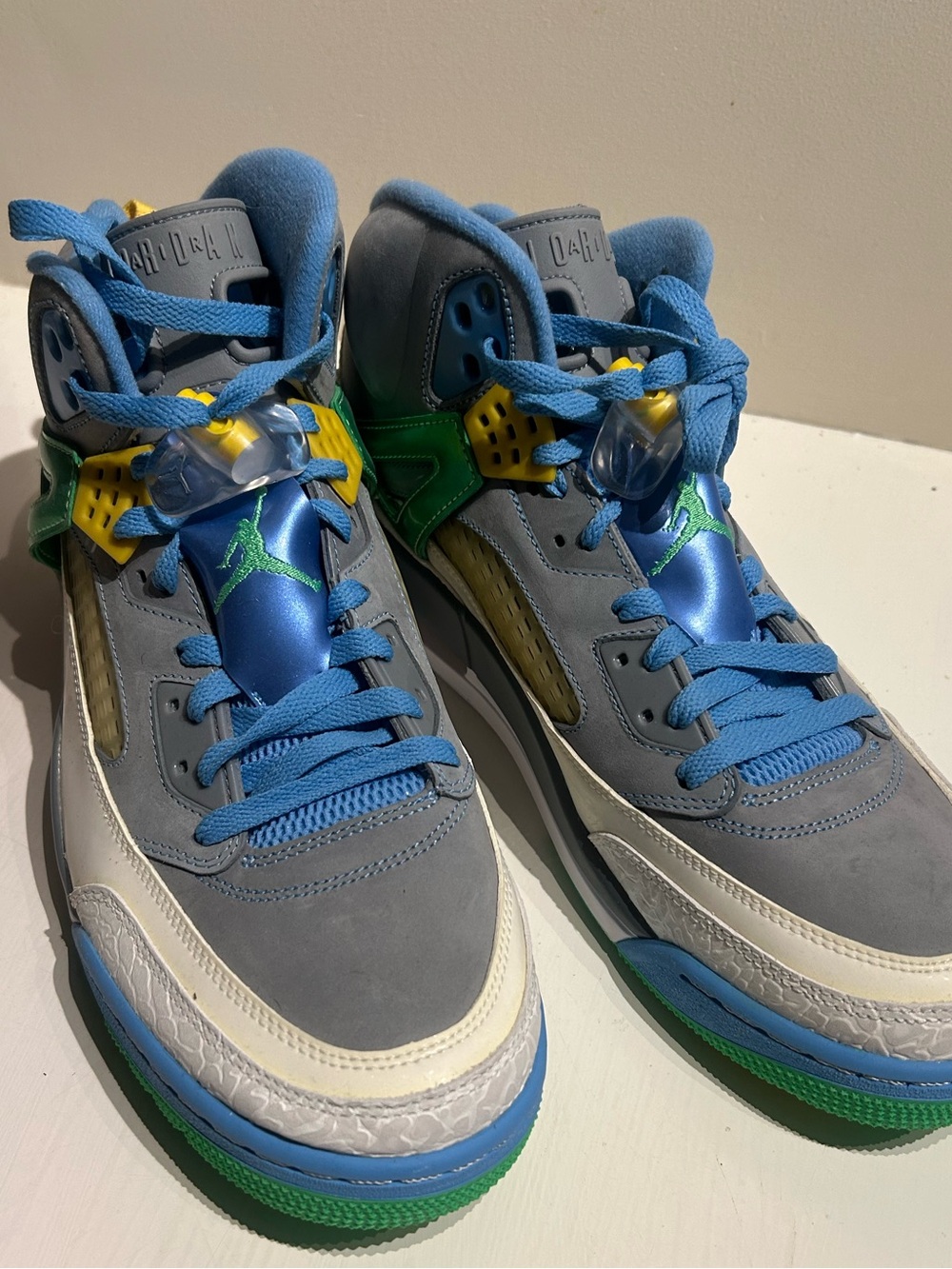 Air Jordan Multi-Color Spizike - Blue, Gray, Green, Yellow, Men’s Size 13